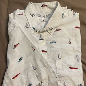 Banana Republic Luxe Poplin Short Sleeve Shirt
